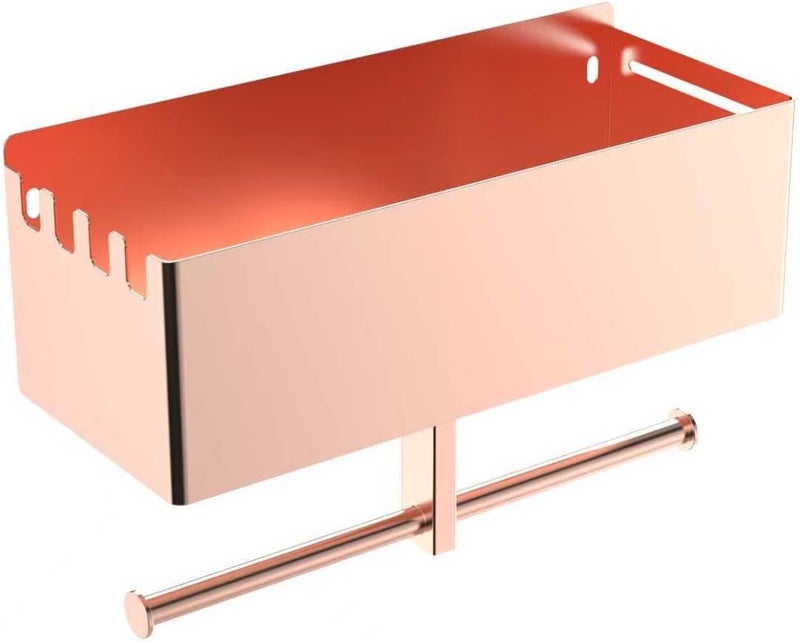 Dog Leash Holder for Wall, Dog Leash Hooks, Pet Stuff Organizer with Shelf Storage, Metal Key Holder, Leash Hangers Organizer Rack for Pet Collar, Toys, Treats, Poop Bag (Rose Gold)
